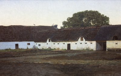 Een boerderij in Vendsyssel. Zonsondergang door J.C. Schlichtkrull