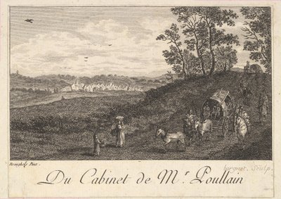 Landschap met kar naar het schilderij in de kast van de heer Poullain, 1780 door JF Borgnet