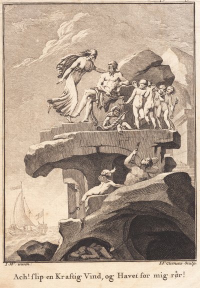 Afgunst bij Aeolus, zittend op de top van een rots door J.F. Clemens