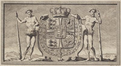 Het Deense wapen met wilde mannen als schilddragers door J.F. Clemens