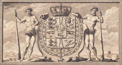 Het Deense wapen met wilde mannen als schildhouders door J.F. Clemens