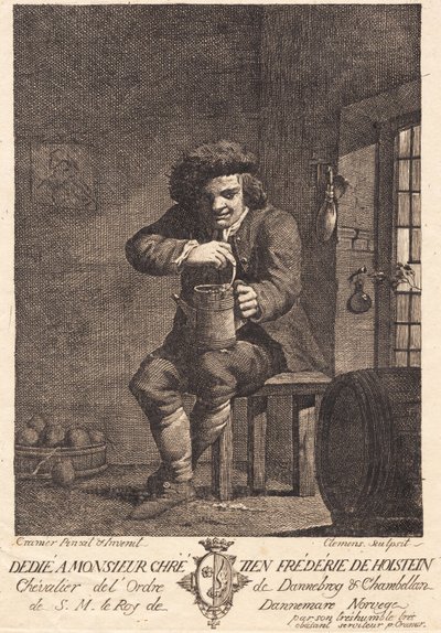Een zittende boer door J.F. Clemens