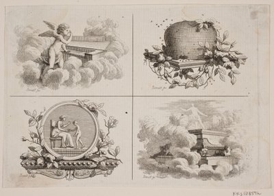 Vier vignetten voor Bonnets werken door J.F. Clemens