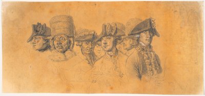 Voorbereiding voor de gravure: Frederik de Grote rijdt naar huis na een revue in Potsdam door J.F. Clemens