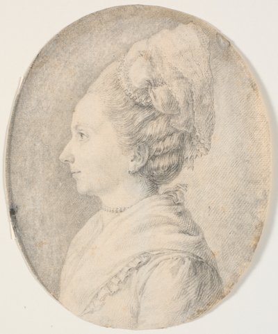 Vrouwenportret. Profiel naar links door J.F. Clemens