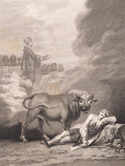 Niels Klim denkt de koster in de Fane-kerk te horen. II door J.F. Clemens