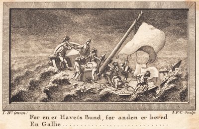 Peder Paars jacht in nood op zee door J.F. Clemens