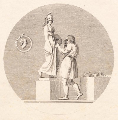 Sergel werkt in zijn atelier door J.F. Clemens