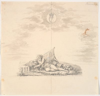 Titelvignet voor een zeekaart: "Kaart over de Belten en de Sont" door J.F. Clemens