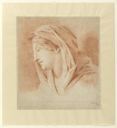 Kop van een vrouw met hoofddoek, van opzij door J.H. Tak