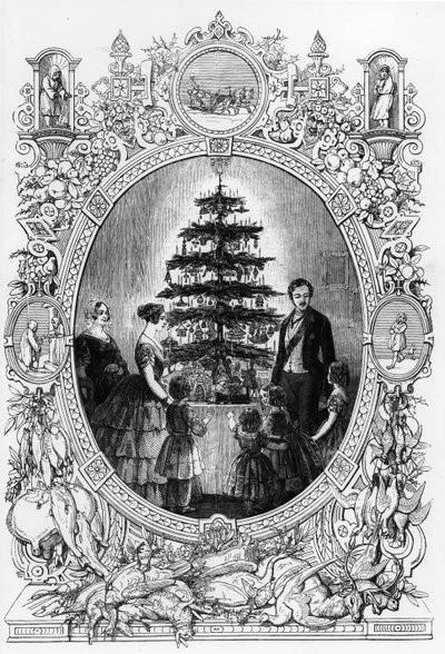 Kerstboom in Windsor Castle door J.L. (after) Williams