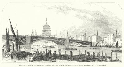 Londen, vanaf Bankside, onder Southwark Bridge door J.L. (after) Williams