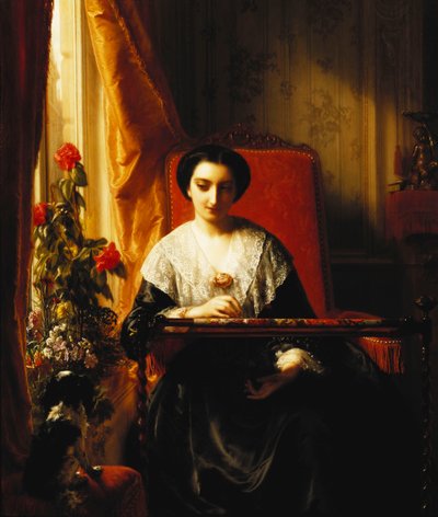 De borduurster, 1855 door J.L. Dyckmans