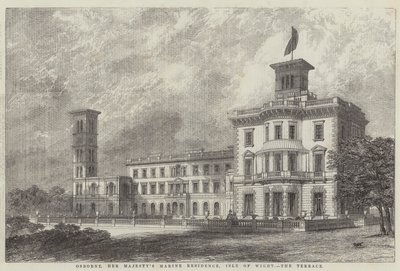 Osborne, de maritieme residentie van Hare Majesteit, Isle of Wight, het terras door J.L. Williams