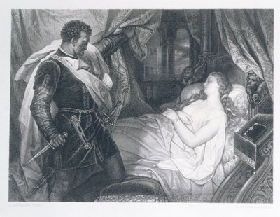 Othello en Desdemona, gegraveerd door Eduard Buchel door J.M.F. Heinrich