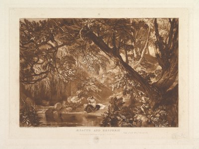 Aesacus en Hesperie, Vide Ovid Metamorfose, Boek XI Liber Studiorum, deel X..., 1 januari 1819 door Joseph Mallord William Turner