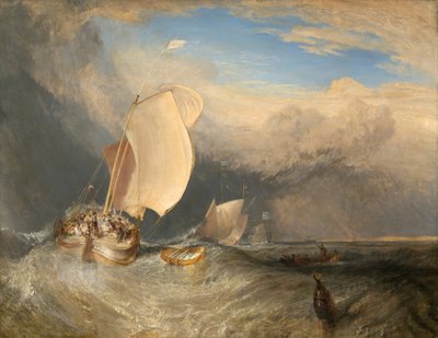 Vissersboten met venters die onderhandelen over vis door Joseph Mallord William Turner
