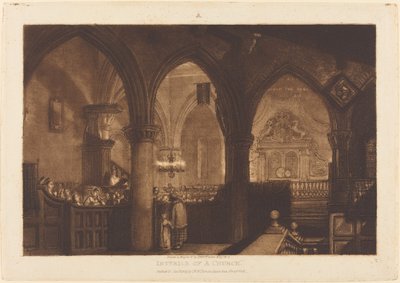 Interieur van een kerk, gepubliceerd 1819 door Joseph Mallord William Turner