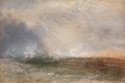 Stormachtige zee die op een kust breekt door Joseph Mallord William Turner