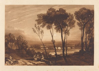 De Brug in de Verte, gepubliceerd 1808 door Joseph Mallord William Turner