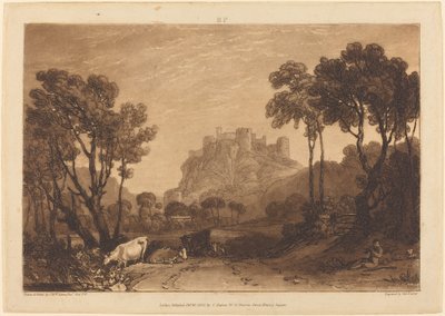 Het kasteel boven de weiden, gepubliceerd 1808 door Joseph Mallord William Turner