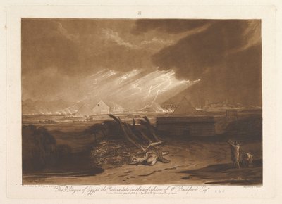 De Vijfde Plaag van Egypte Liber Studiorum, deel III, plaat 16, 10 juni 1808 door Joseph Mallord William Turner
