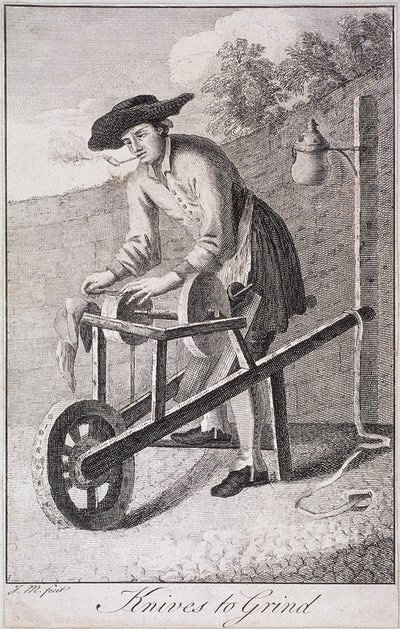 Messen om te slijpen, Kreten van Londen, ca. 1750 door JM