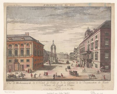 Gezicht op de Hohe Markt te Wenen (title on object: Vue de Hochenmarck) door J.M. Siccrist