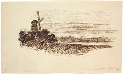 Een molen. Partij op de wal in Kopenhagen door J.P. Møller