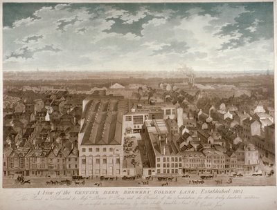 Luchtfoto van de Genuine Beer Brewery, Golden Lane, City of London, 1807 door JS Barth
