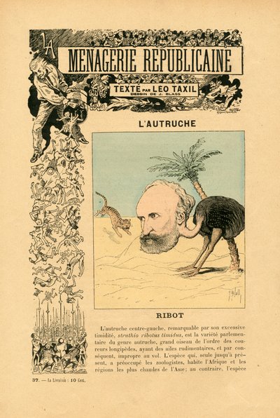 Menagerie Republicaine Humoristische galerij van de belangrijkste personages van de Derde Republiek, nummer 37, Satirique en Couleurs door J. (1847 1892) Blass