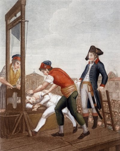 Maximilien Marie Isidore de Robespierre bij de guillotine door J. (after) Beys