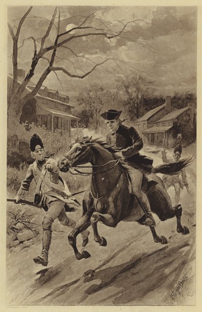 De rit van Paul Revere door J. (after) Steeple Davis