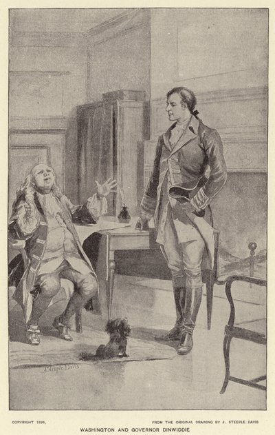 Washington en Gouverneur Dinwiddie door J. (after) Steeple Davis