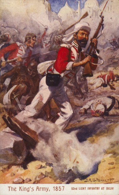 Britse soldaten van de 52e Lichte Infanterie, Beleg van Delhi, Indiase Opstand door J. A. Stewart