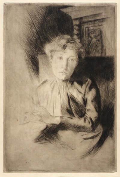 Bij kaarslicht door J. Alden Weir