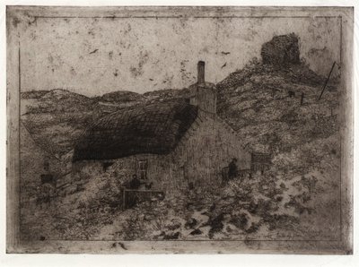 Vissershut op de heuvel - Eiland Man door J. Alden Weir