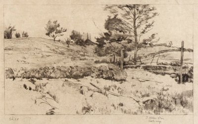 Landschap (schets van velden) door J. Alden Weir