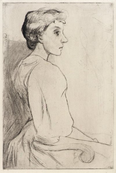 Portret van een vrouw door J. Alden Weir