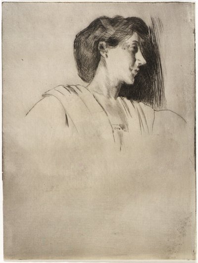 Studie van een vrouwenhoofd in profiel door J. Alden Weir