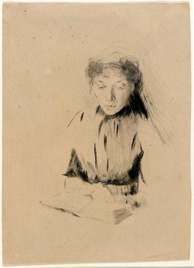 Het kleine portret (jonge vrouw) door J. Alden Weir