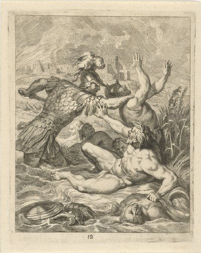 Achilles vecht met riviergod Scamander door J. Alexander Janssens