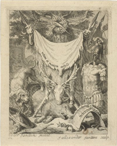 Titelprent voor een serie met scènes uit het leven van Achilles door J. Alexander Janssens