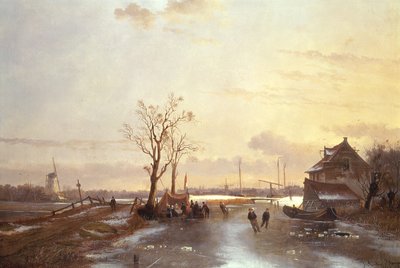 Winterscène, 1853 door J. Anton Mignon
