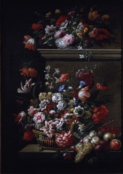 Stilleven van bloemen door J B and Bogdany Jakob Monnoyer
