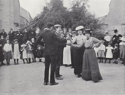 De Northumbrian Baal Vuur, Dorpsbewoners Dansen door J. Benjamin Stone