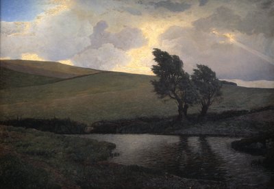 Regenachtig landschap. Jægerspris, Seeland door J. Bentzen Bilkvist