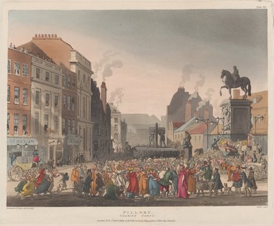 Schandpaal, Charing Cross, 1 april 1809 door J. Bluck