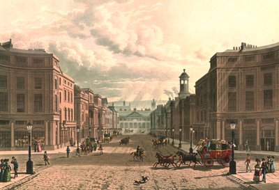 Regent Street vanaf Piccadilly, ca. 1822 door J Bluck