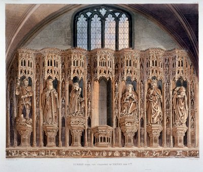 Scherm over de kapel van Hendrik V, Westminster Abbey, Londen, 1811 door J Bluck